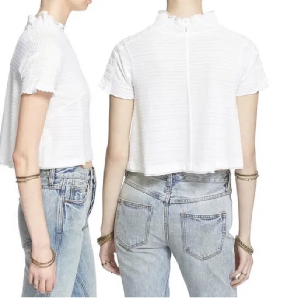 Free People Sweetie Shirred Crop Tee Womens Size Medium